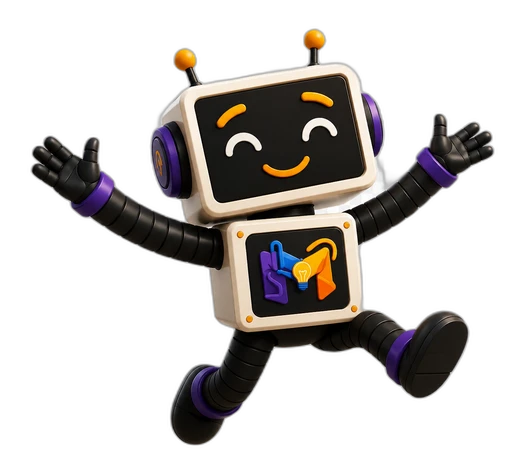 Mascote do MakeStudio comemorando